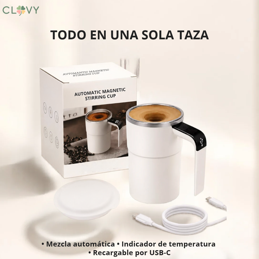 ☕ Taza Mezcladora Automática con Indicador de Temperatura